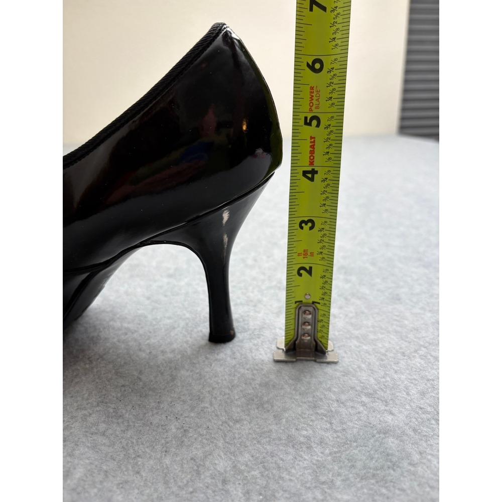 Fioni Womens Black Patent Lace Up Oxford Heels Cap Toe Stiletto Pumps Size 12 - Picture 6 of 6